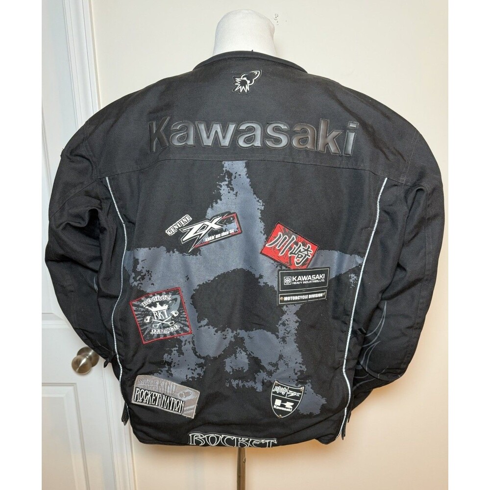 Joe Rocket Kawasaki Armored Motorcycle Jacket Black w Removable Lining Men's XL